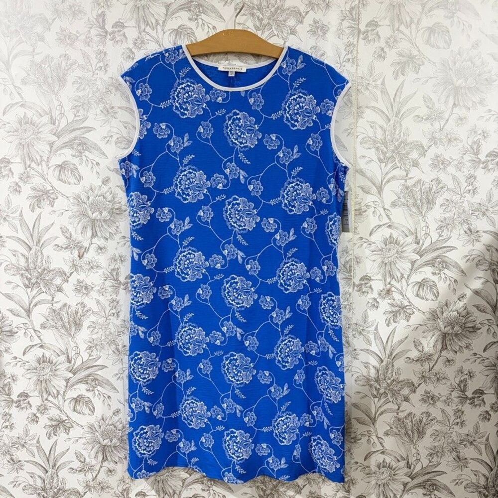 Tash + Sophie Womens Blue White Floral Dress Womens Sz Large Sleeveless Sundress
